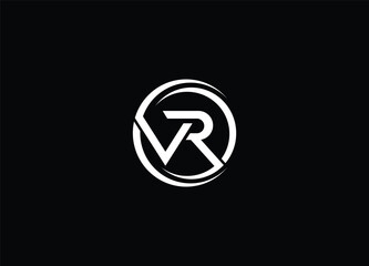 VR letter logo design. Woman wearing virtual or augmented reality glasses.