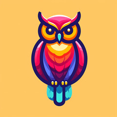 Snowy owl in arctic forest on transparent background. Arctic bird in natural habitat, Colorful Flat Design Illustration of a Stylized Owl Against a Light Background