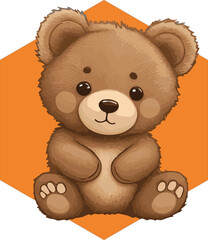 Cute Brown Teddy Bear in vector illustration art design. Whiskered Wonders: Teddy Bear Vector Magic.