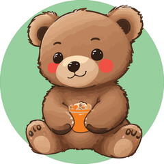 Cute Brown Teddy Bear in vector illustration art design. Vectorized Vintage: Classic Teddy Bear Art.