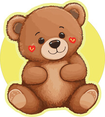 Cute Brown Teddy Bear in vector illustration art design. Snuggly Sweetness: Teddy Bear Vector Design.