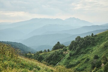 Beautiful mountain landscape in the Caucasus mountains. Summer time of the year