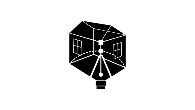 Architectural services emblem, black isolates silhouette