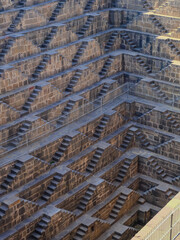 The amazing Chan Baori Step well and Panna Meena Ka Kund stair case to a pond, swimming pool, in Jaipur, Rajasthan, India