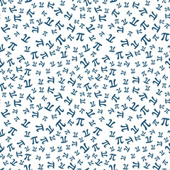 Mathematics concept pattern with Blue Greek Pi symbol - vector Math seamless background - obrazy, fototapety, plakaty