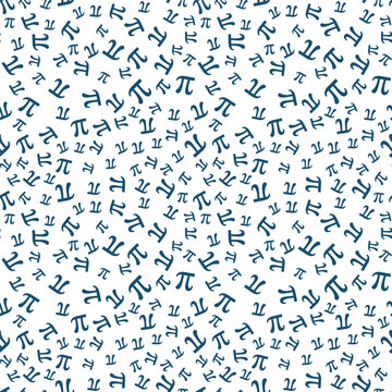 Mathematics concept pattern with Blue Greek Pi symbol - vector Math seamless background