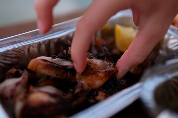 peeling shrimp before cooking food seafood