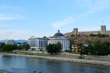 North Macedonia. Real life in the city autumn spring summer warm season. capital of Macedonia...