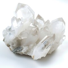 Quartz crystal rocks isolated on white background