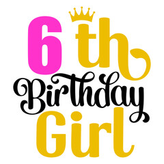 6st Birthday Girl SVG Cut File