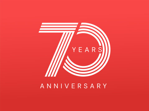 70th Anniversary celebration white color modern style lines in text number logo vector design concept. Seventy years anniversary number template for celebration event, business, card, invitation.