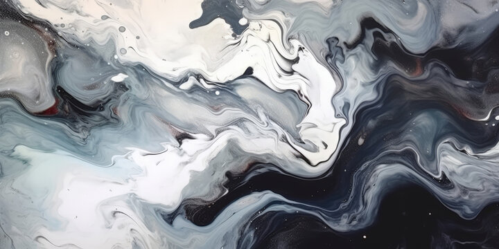 abstract background white  liquid marble, black and white acrylic paint, 