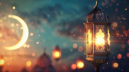 Captivating ramadan night: mesmerizing stock image of illuminated mosque silhouette against starlit sky - perfect for cultural celebrations, festive designs, and religious content