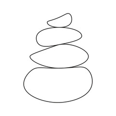 Balance icon. Harmony symbol. Stack of stones. Buddhism concept with white artboard.