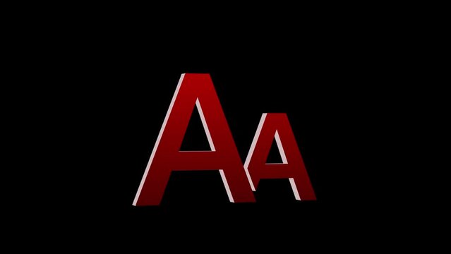 3d red font icon rotated loopable animation black background
