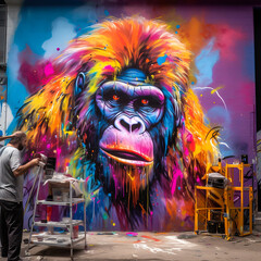 A gorilla graffiti paiting