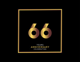 66 Year Anniversary With Gold Color Square