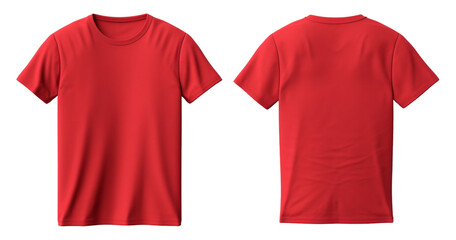front and back view of plain red t-shirt template mockup, generative ai - obrazy, fototapety, plakaty