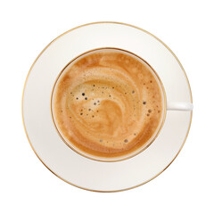 Cup of coffee on saucer top view