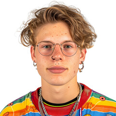 Man Wearing Glasses and Colorful Shirt