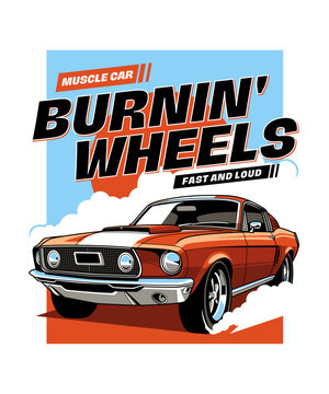 Burnin' Wheels Retro Car Design
