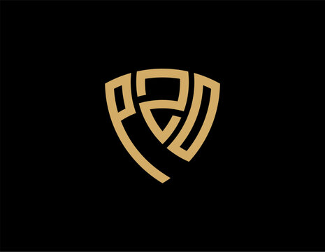 PZO creative letter shield logo design vector icon illustration
