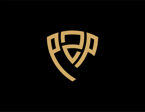 PZP creative letter shield logo design vector icon illustration