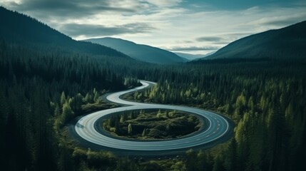 Aerial view of highway surrounded by lush forest and wildlife crossing over road tunnel - Powered by Adobe