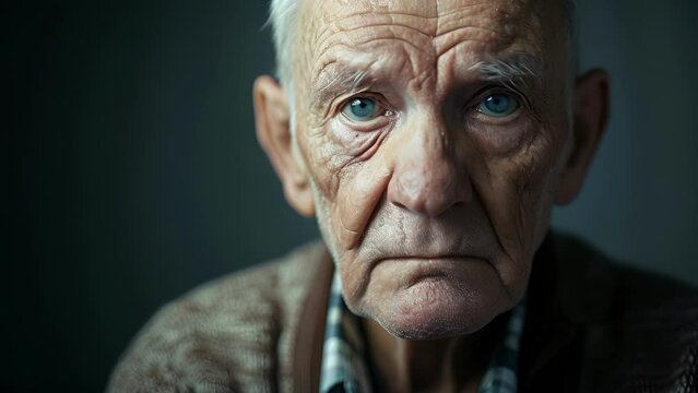 An older man with a vacant stare lost in a fog of forgetfulness, Concerned Old male Portrait