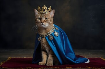 Celebrating Feline Majesty: A Luxurious Portrait of a Cat in Regal Splendor, generative AI