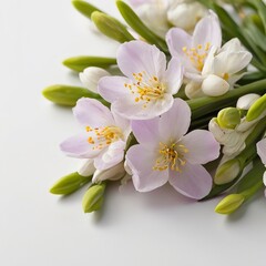 Fototapeta na wymiar Free New Photo Beautiful crocus flowers on light background closeup Spring flowers