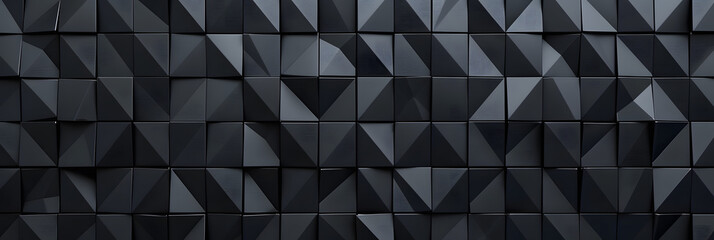 Obraz premium Polished, Semigloss Wall background with tiles. Triangular, tile Wallpaper with 3D, Black blocks. 3D Render