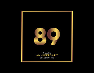 89 Year Anniversary With Gold Color Square