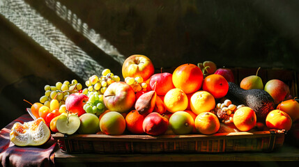 Assorted Fruits Packed in a Wooden Crate