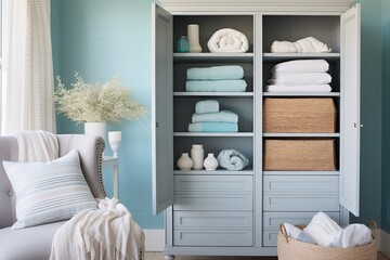 Coastal Chic Beach-Inspired Bedroom Interiors: Cabinet Storage Unit Finishes