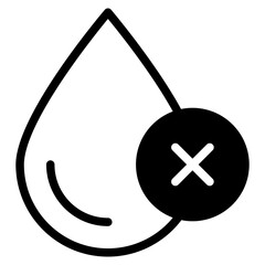 no water, Do not drink water, not clean water, water drop with ban cross mark.