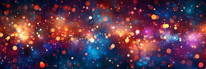 colorful lights bokeh in space backgrounds, christmas background, banner, defocused light, colorful circle blurred light background