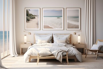 Seaside Memories: Beach-Inspired Bedroom Interiors Wall Art Poster