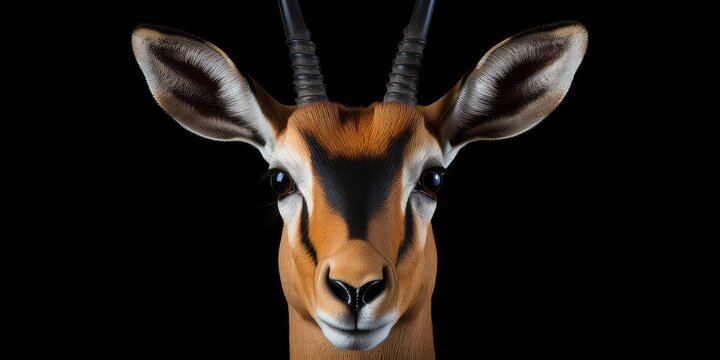 close-up shot, the elegant beauty of a Thompson's gazelle is revealed. With its sleek body and distinctive markings, it exudes grace and agility. Its large, soulful eyes convey a sense of alertness