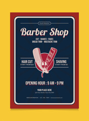 Retro Barbershop Promotion Design Poster. Suitable For Promotion Poster