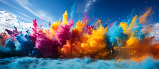 colorful holi powder concept background - obrazy, fototapety, plakaty