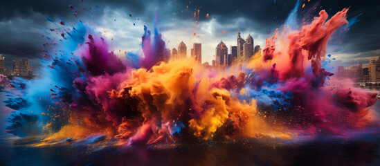 Obraz na płótnie Canvas colorful holi powder concept background
