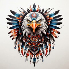 Fototapeta premium Default tattoo Orcinus or eagle color Streamline design indian 