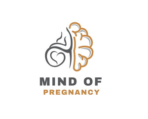 mind of pregnancy with brain and women logo symbol design template illustration inspiration