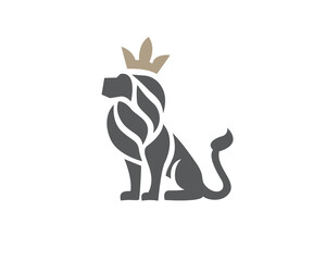 abstract stand lion with crown logo symbol design template illustration inspiration