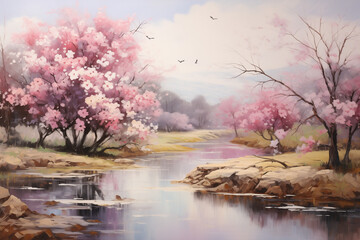 Delicate blooms and rejuvenated foliage paint a picturesque spring landscape 