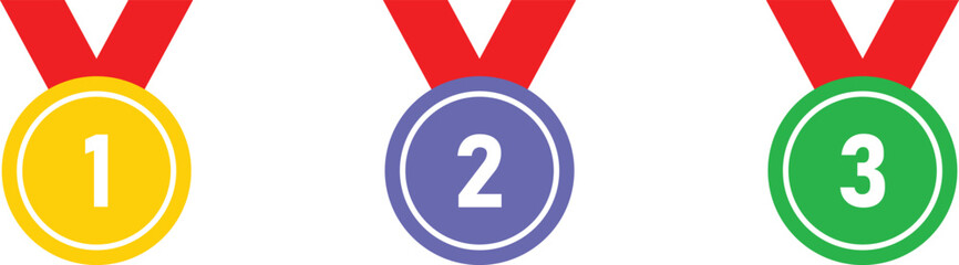 1st 2nd 3rd medal first place second third award winner badge guarantee winning prize ribbon symbol sign. Vector Illustration