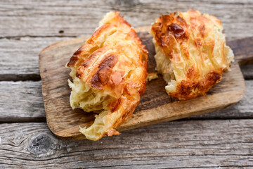 Bakery .Home made  cheese pie  with phyllo pastry and organic eggs. Bulgarian banitsa