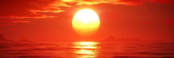 Fotobehang  orange sun is rising over the sea, sunset or sunrise © Nice Seven