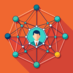 A vector art piece featuring a network of interconnected nodes representing social connections. vektor illustation